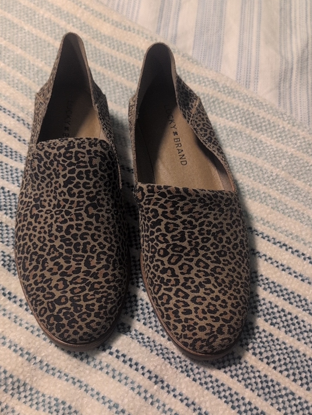 Lucky Brand Leopard Print Slip-On Loafers - Tan and Black